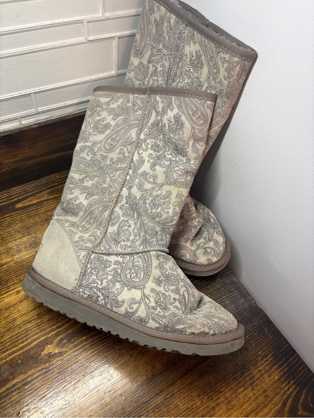 Ugg gray paisley tall boots size 8